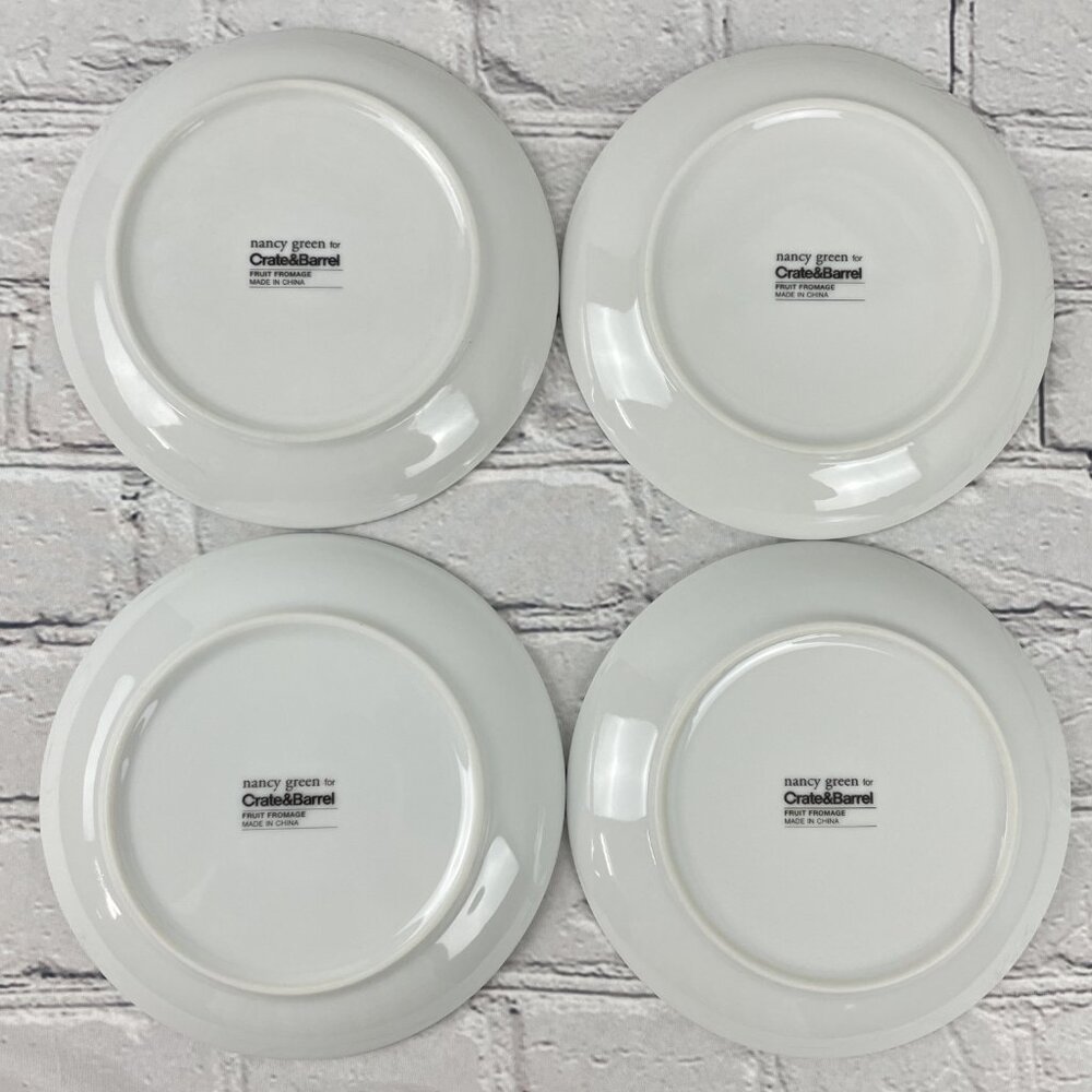Crate & Barrel Nancy Green Fruit Fromage Appetizer Plates Set of 4 - Picture 6 of 8